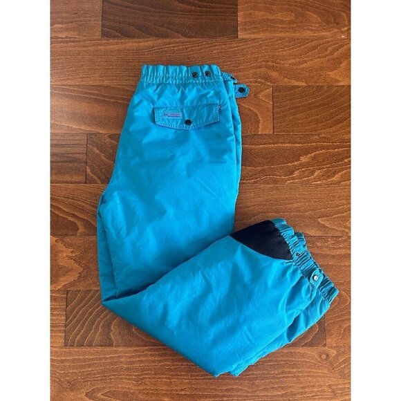 Columbia Womens Vintage Snow Pants 90s Turquoise Sz Large Snowboarding Skiing - Picture 2 of 11